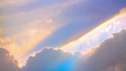 Poster - Golden rays of sunlight casting a jewellike iridescence onto the edges of clouds.