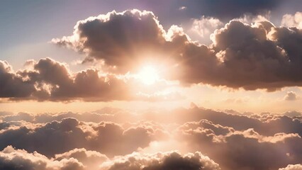 Poster - The clouds part ways revealing a stunning sun flare and creating a dreamy atmosphere.