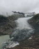 Fototapeta Morze - Zdjęcie dronowe lodowca Rodanu, Furka Pass Szwajcaria