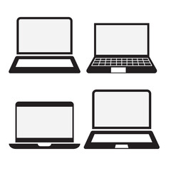 Poster - Laptop icons set. Laptop different style. collection Laptops or notebook computer. Flat and line icon vector illustration.