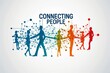 © SKIMP Art - Connecting People banner with colorful silhouettes and data points concept Generative AI
