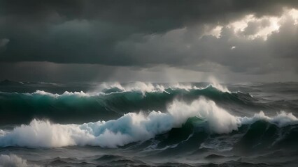 Poster - An ominous sky looms over turbulent ocean waters