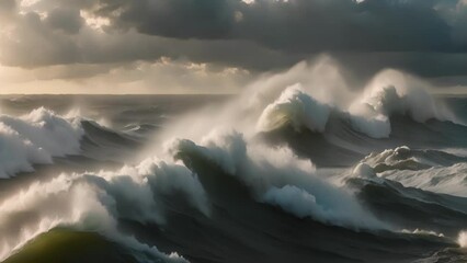 Poster - A scene of wild turbulence as the sky battles the roiling sea