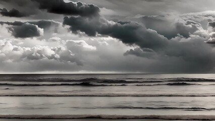 Poster - An agitated sea mirrors the chaotic sky above