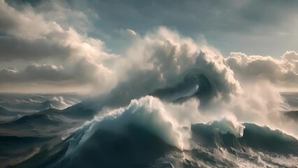 Poster - Whirlwinds of clouds dance above the choppy swirling sea