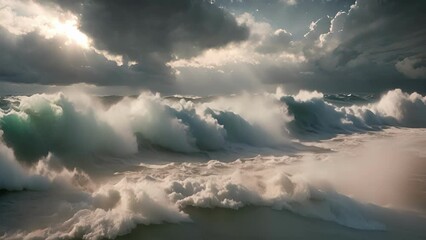 Poster - A turbulent sky casts a dramatic backdrop for the unsettled sea below