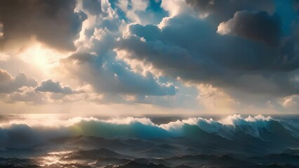 Poster - An everchanging sky above a restless and tumultuous sea