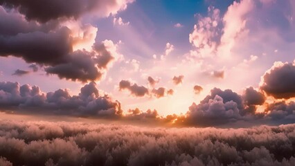 Poster - At twilight the sky is adorned with Altocumulus Castell clouds creating a dramatic and dreamy atmosphere.