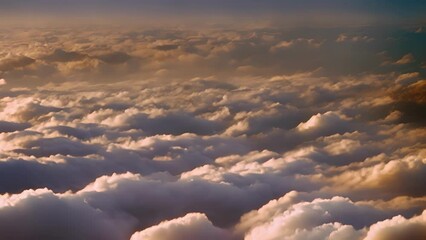 Poster - A stunning aerial view of Altocumulus Castell clouds at dusk casting shadows in the sky.