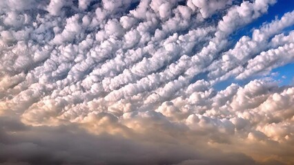 Poster - A layer of cirrocumulus clouds hangs above giving the sky a fluffy and textured appearance.
