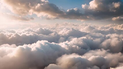 Wall Mural - The sky is adorned with tered pockets of cirrocumulus clouds giving it a dreamy and ethereal appearance.