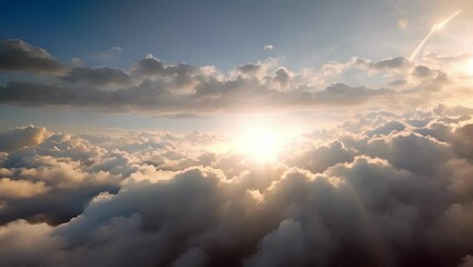 Poster - Flecks of cirrocumulus clouds gather to form a perfect circle framing the sun in the center of the sky.