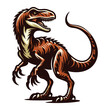 Wild beast animal raptor dinosaur vector design illustration, prehistoric dino flat design template isolated on white background