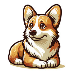 Cute adorable corgi dog cartoon character vector illustration, funny pet animal corgi puppy flat design mascot template isolated on white background