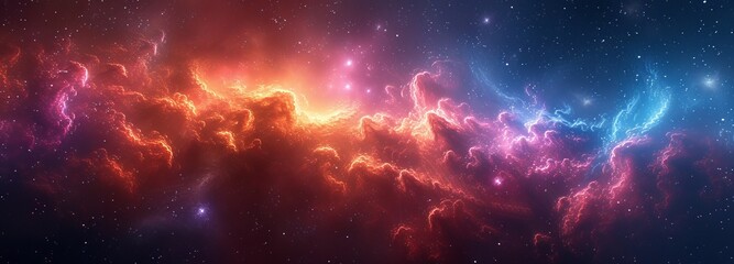 Space with bright colors, and an intense blue