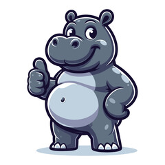 Wall Mural - Cute adorable hippopotamus cartoon mascot character vector illustration, hippo flat design template isolated on white background