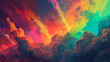 Neon Rainbow In Clouds background illustration.