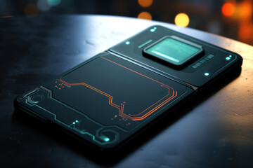 Poster - A futuristic smart wallet that syncs with a user-friendly payment app, redefining convenience and security in everyday financial transactions. Generative Ai.