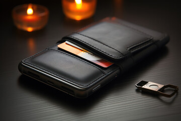Poster - an intelligent wallet designed for the modern era, featuring a sophisticated app interface for swift