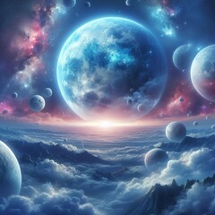 super blue moon in the galaxy background