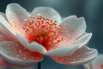 Wall Mural - A close-up of a flower, taken on film, where the natural imperfections add depth and interest. Concept of nature’s details captured intimately on film. Generative Ai.