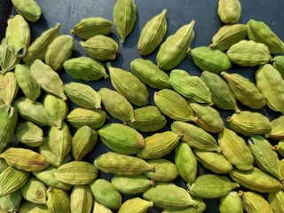 close up of green cardamom pods or green elaichi 