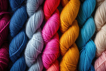 Close-up Of Colorful Yarn In Bright Colors.