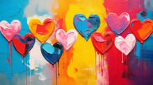 Hearts With Heavy Paint And Drips