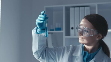 Poster - Intersection biotechnology and environmental sciences, where scientist works on innovative solutions. Importance environmentally friendly practices and genetic research in creating sustainable future