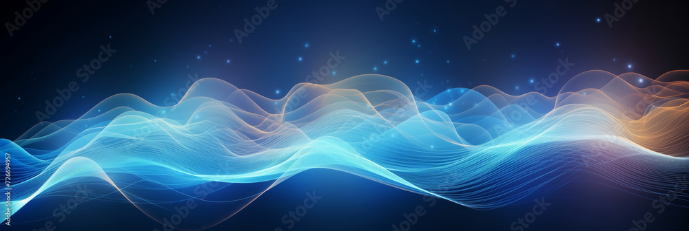 Blue neon color Abstract technology background banner, Network light ...