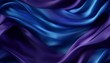 Elegant blue and purple satin fabric texture with luxurious waves and ripples, perfect for backgrounds or abstract designs.