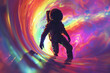 Astronaut Entering Colourful Swirl Portal.
An astronaut stepping into a swirling vortex of psychedelic colors.