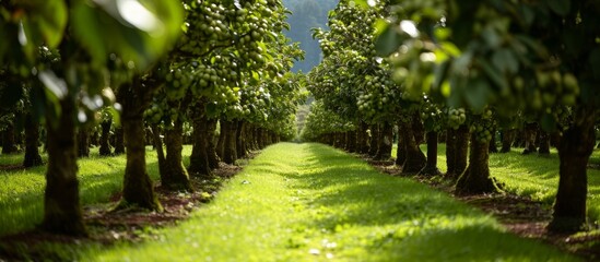 Poster - Abundant kiwi orchard: Fruit-laden trees ready for picking.