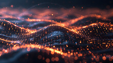 Image Of A Digital Wave With Glowing Particles Representing A Network Or Data Flow