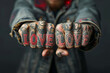 © ADDICTIVE STOCK - Love Tattoo on Hands. Generative AI.