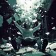 rage room dramatic moment of liberation through shattering glass and light