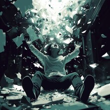 Rage Room Dramatic Moment Of Liberation Through Shattering Glass And Light