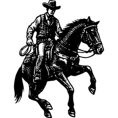 Wall Mural - Cowboy Riding A Horse 