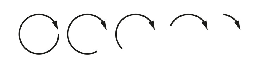 Fototapete - Round arrows set isolated. Circle Black shapes. Different Lengths Arrow circle. PNG