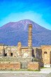  Pompeii, ancient Roman city in Italy, Arco din Neron and Vesuvius in background