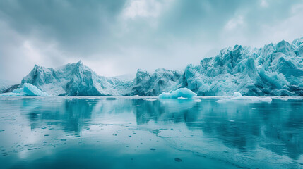 Wall Mural - the ethereal beauty of a glacier landscape, showcasing the blue hues and massive ice formations