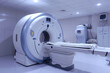 At medical hospital laboratory, there is an MRI magnetic resonance imaging scanner Generative AI