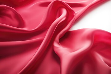 Rose red fabric cloth flowing on white background with copy space for advertiser, Valentine's day, Mother's day, Women's Day and love concept