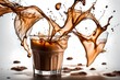 Experience the thrill of Valentine's Day with a captivating image of iced coffee splashing exuberantly, isolated on a pure white background. This dynamic portrayal radiates the excitement and energy o