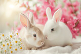 Fototapeta Dziecięca - two little rabbits, cute background with bunnies