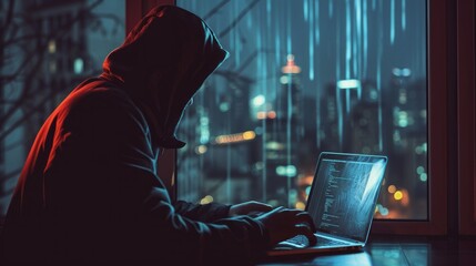 Wall Mural - Professional hackers are using laptops in planning attacks against company-owned sites