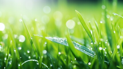 Sticker - green grass with dew drops