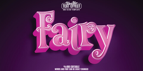 Poster - fairy editable text effect, customizable child and princess 3d font style