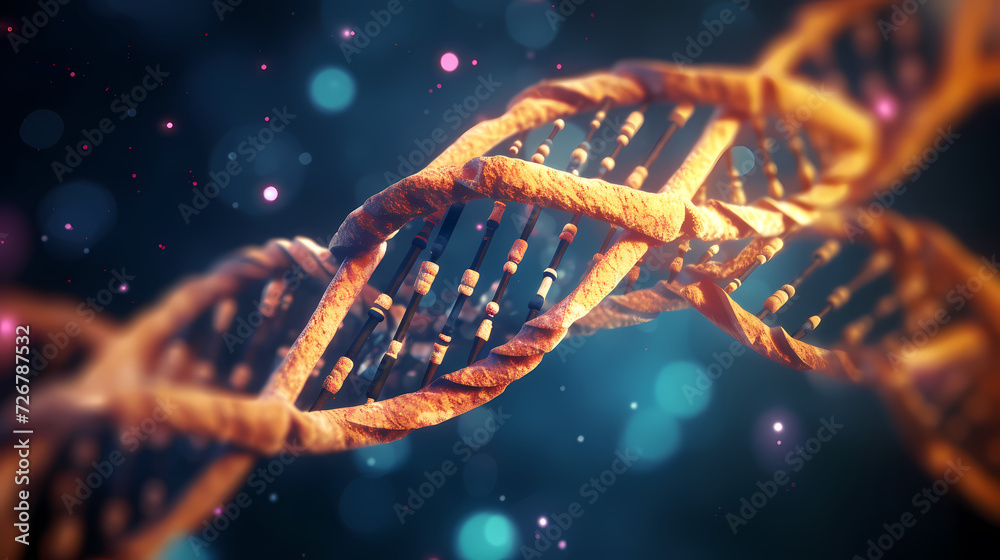 Human DNA structure, 3D illustration of helical DNA molecule Stock ...