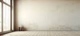 Fototapeta  - Extra wide white neutral and beige virtual empty room background backdrop banner image with window for online presentations and zoom meetings